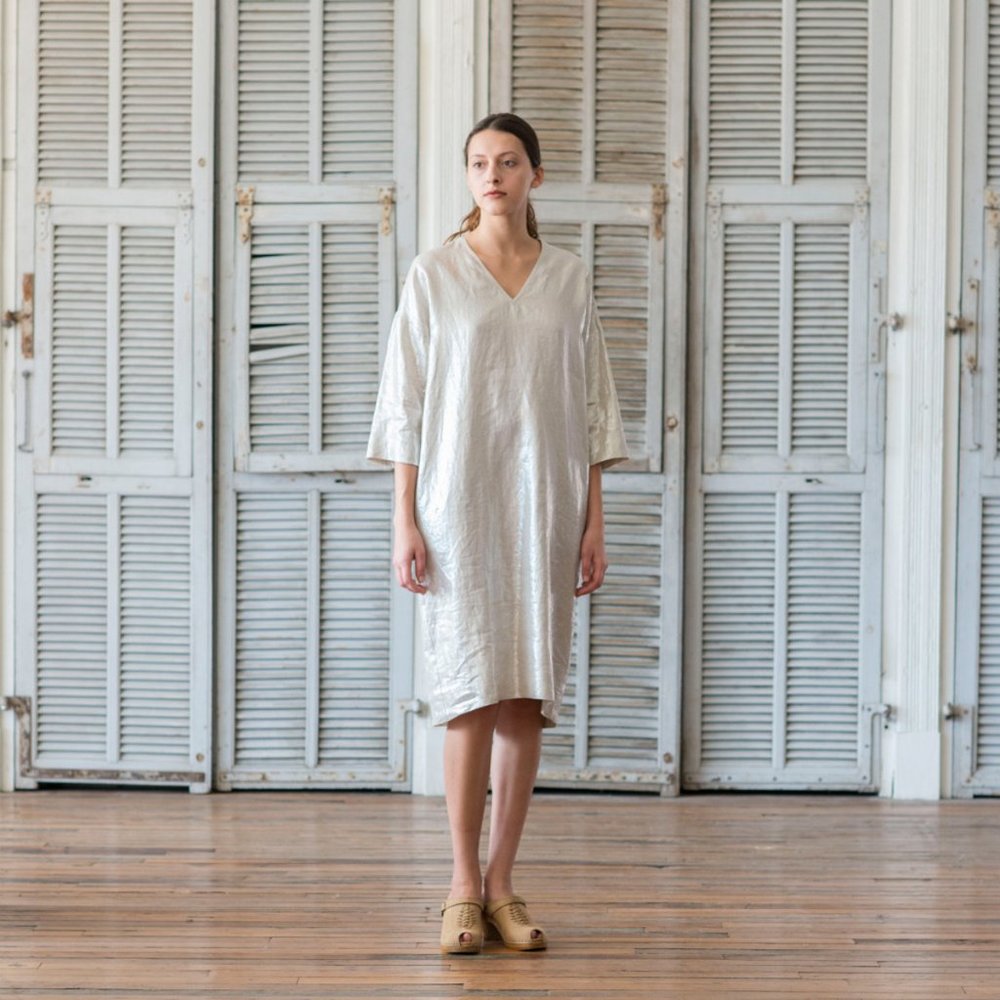 Horses Atelier Smoking Dress in Italian Metallic Linen size 1